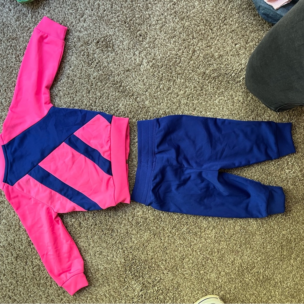 Adidas Pink and Blue Baby Girl Track Suit - Picture 2 of 4